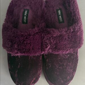 Nine West Plush Velvet Slip-Ons in Plum